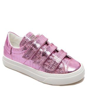 GIVENCHY Girls Metallic Pink Monogram Print Velcro Sneakers